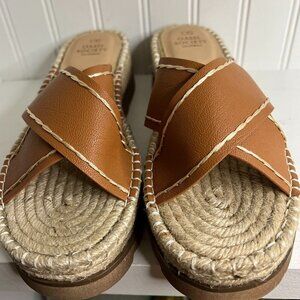 Vici Lucinda Faux Leather Espadrille Platform Sandal in Tan Size 10